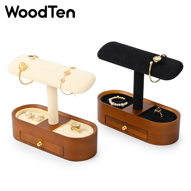 Jewelry Stand Watches - Houten horloge-displaystandaard met lade, houten horloge-opbergorganizer,