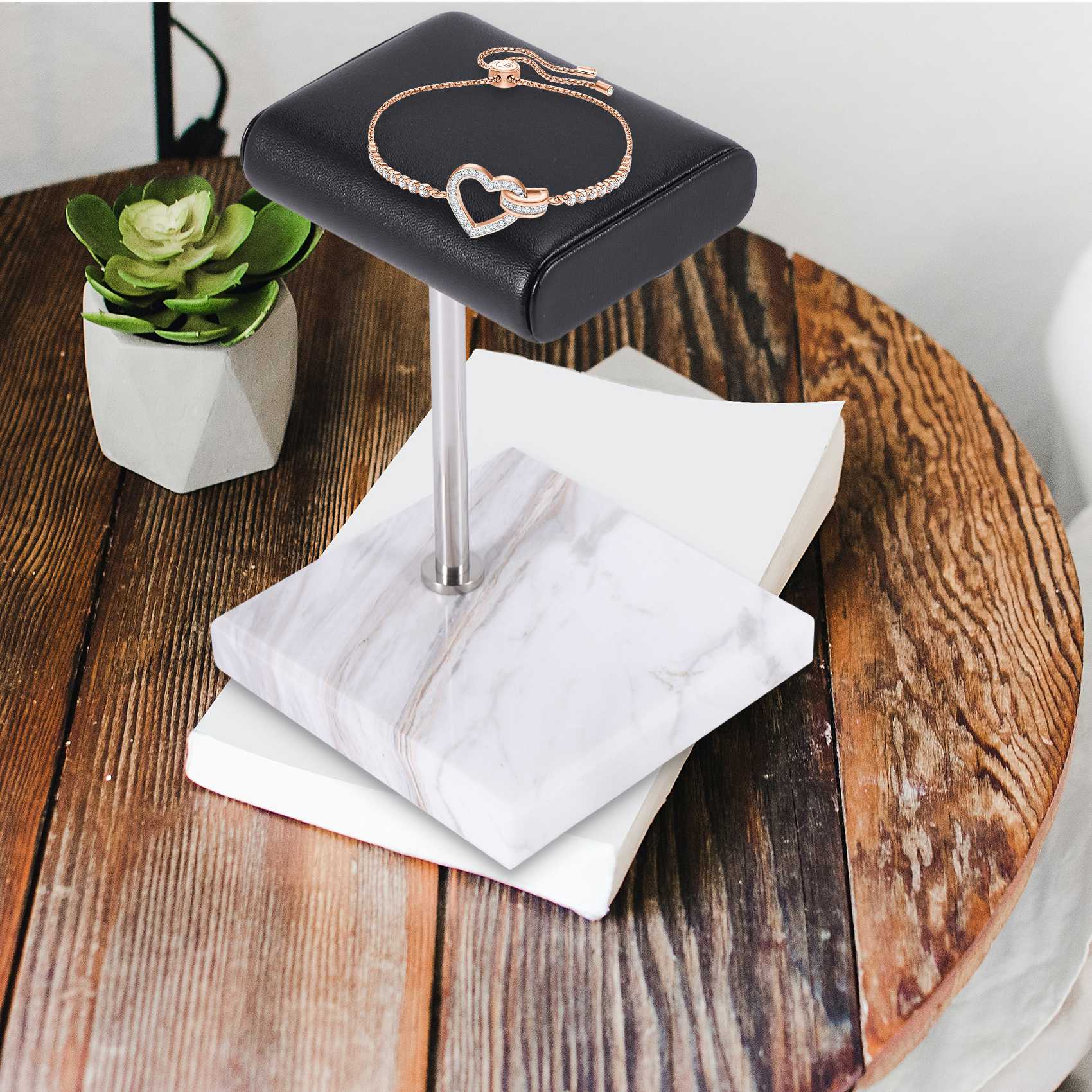 Watches & Jewelry Tsukiu - ABQR Wit Marmeren Horlogearmband Displaystandaard Zwart