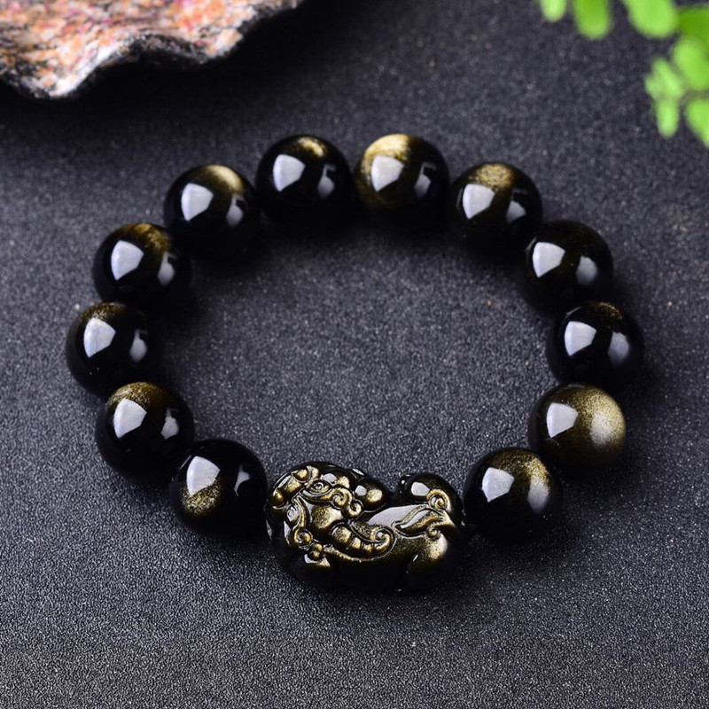 Gemstone Bracelet Healing - Natuurlijke Goud Obsidiaan Armband Mannen Vrouwen