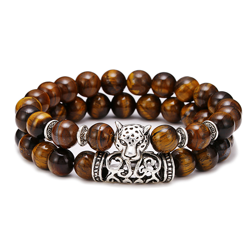 Gemstone Bracelet Healing - Premium 2 stks/set Luipaard Kralen Mannen