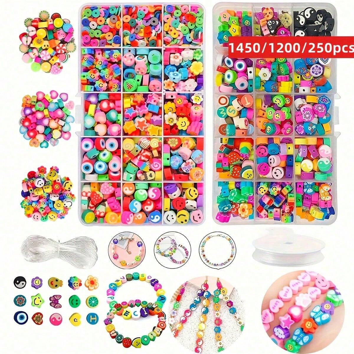 Charm Bracelet Beads - 1450/1200/250 stuks polymeerklei kralenset, doos, bundel