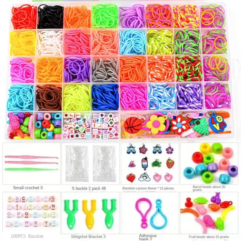 Charm Bracelet Beads - 4300+ stuks 32-kleurig levendig gekleurd elastiekjesassortiment