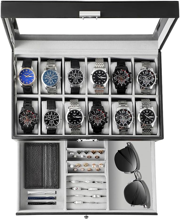 Watch Display Box - Horloge-opbergdoos voor mannen, cadeau, 12 vakjes