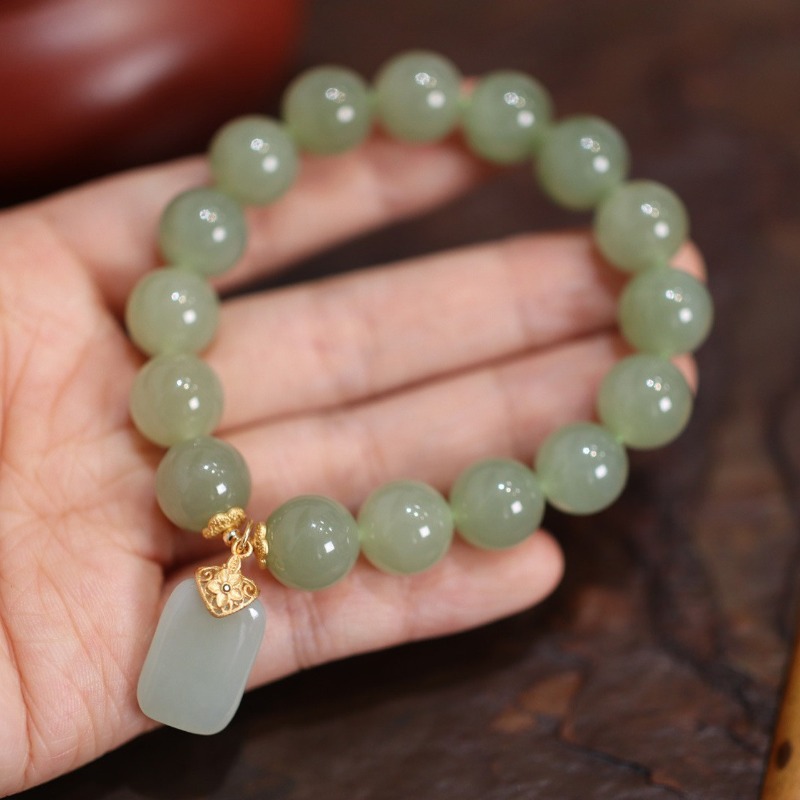 Gemstone Bracelet Healing - Natuurlijke Hotan Jade Kraal bloem lotusArmband