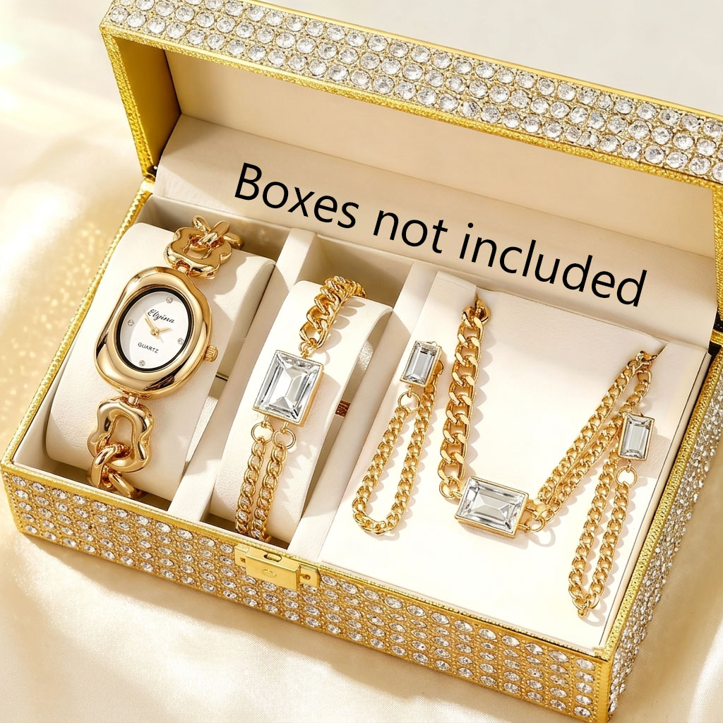 Jewelry Watches For Ladies - 5-delige modieuze dameshorloge sieradenset met onregelmatige