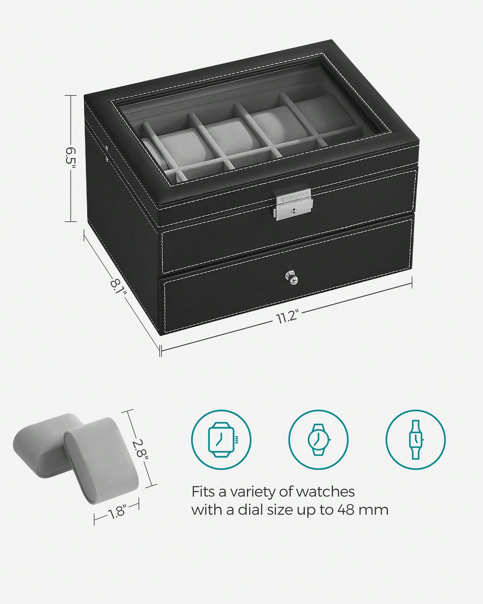 Horlogebox met 20 vakjes, glaz - Watch Display Box recensie en prijs