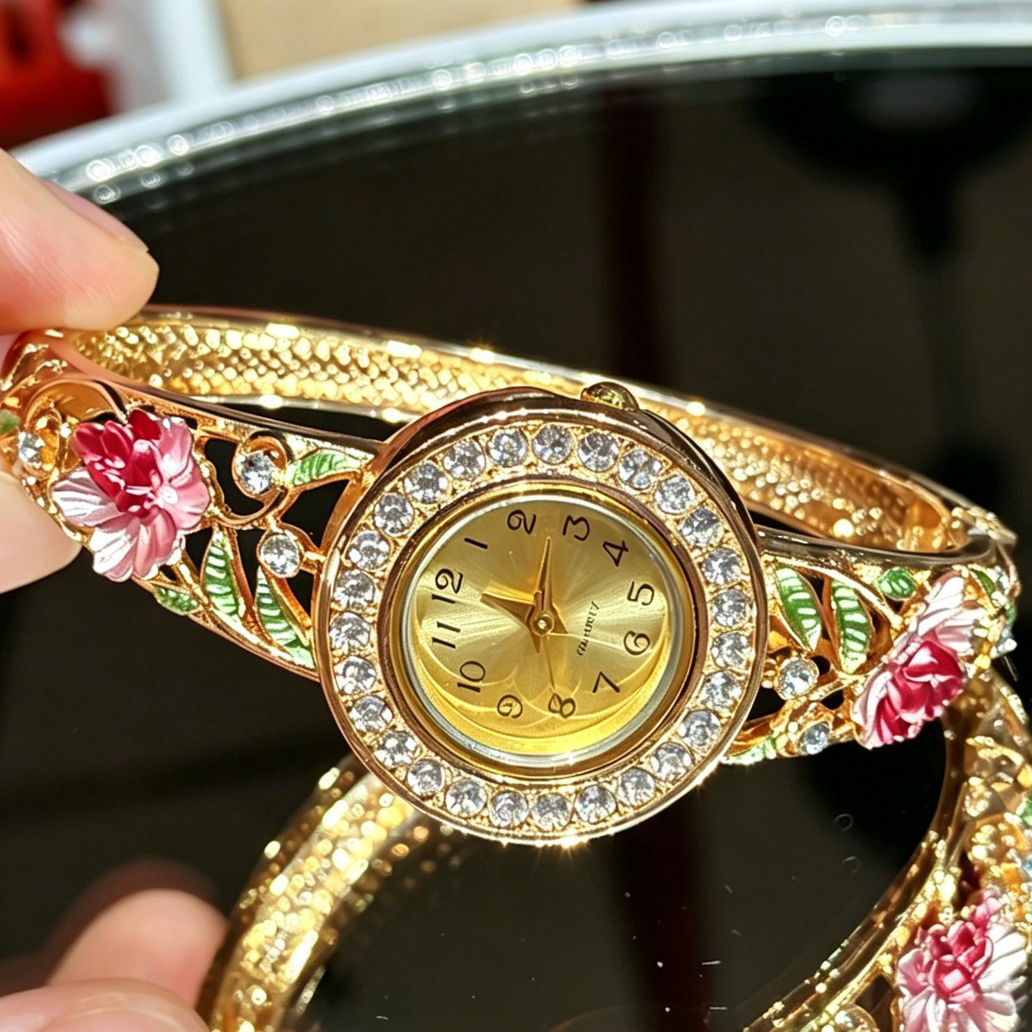 Vintage gouden emaille bloemen - Jewelry Watches Vintage recensie en prijs