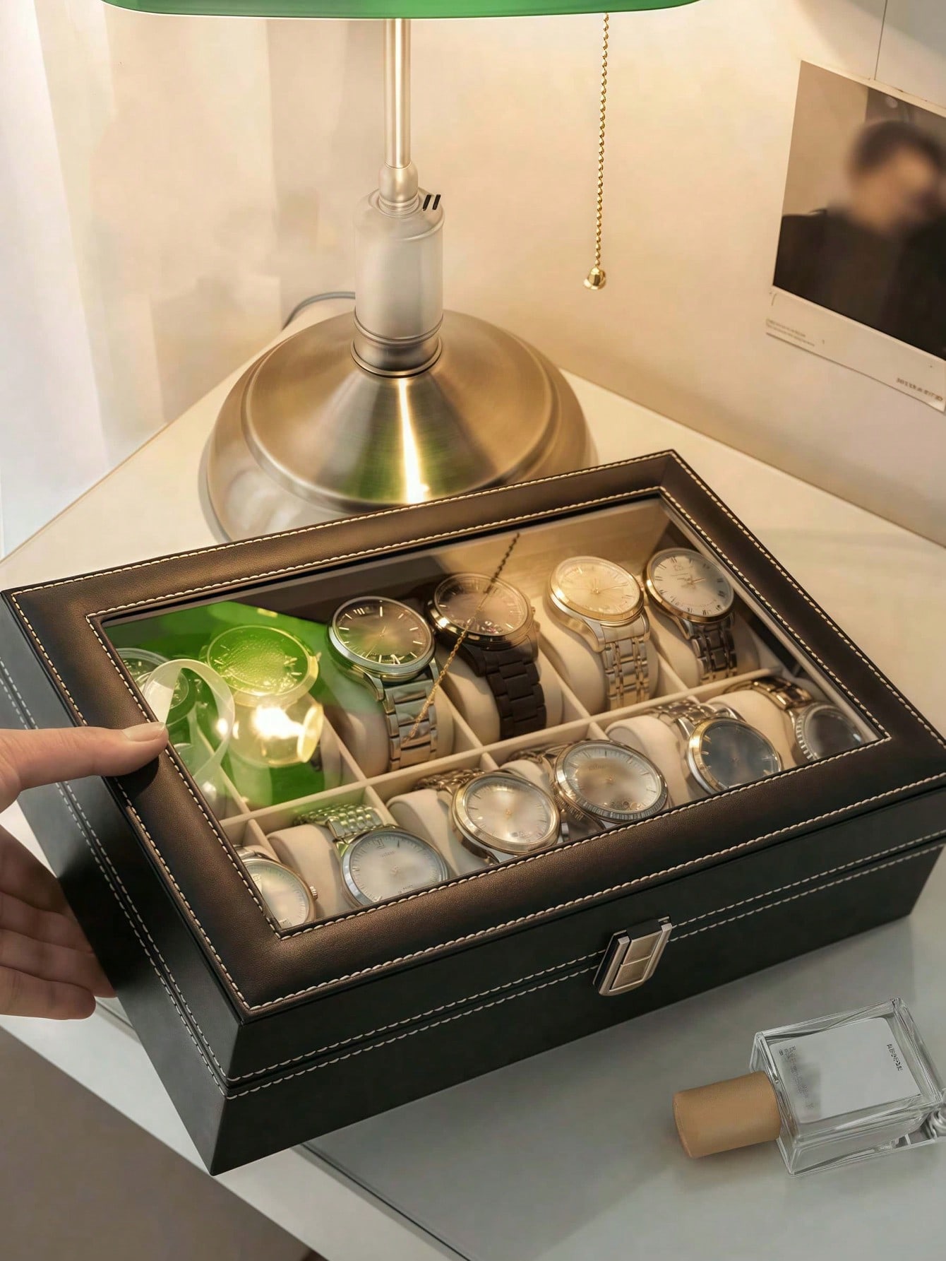Leren horlogedoos met slot, gr - Watch Display Box recensie en prijs