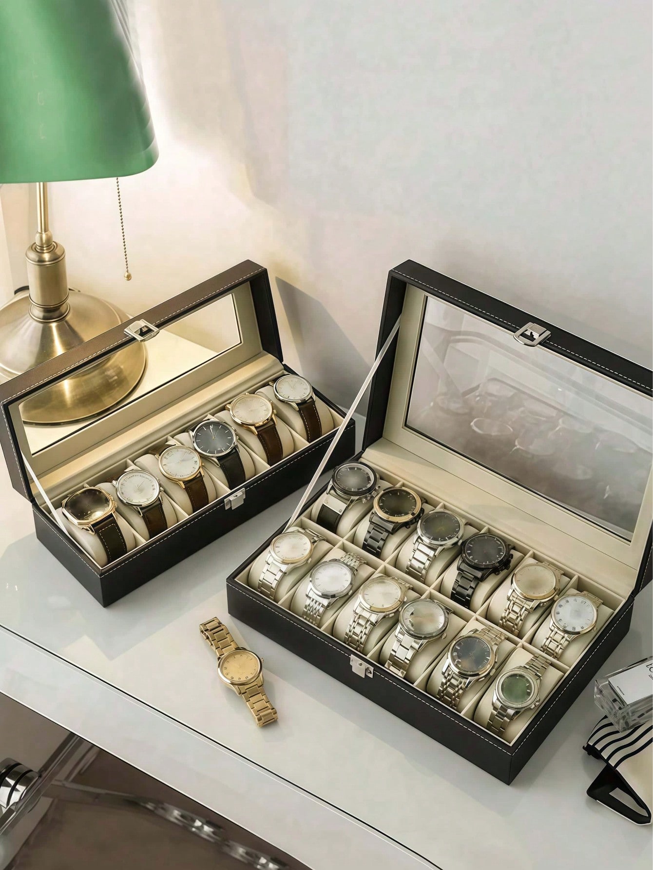 Leren horlogedoos met slot, gr - Watch Display Box recensie en prijs