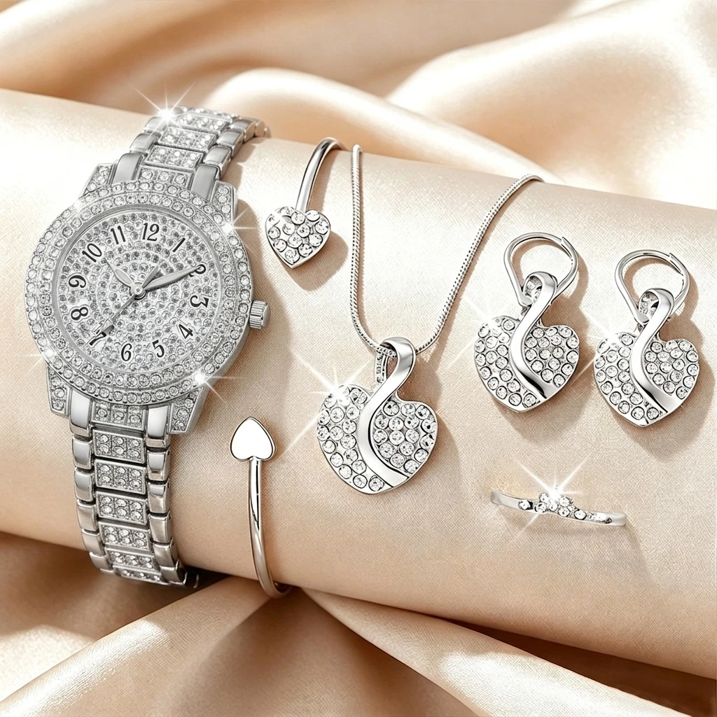 6PCS Fashion Rhinestone Damesh - Jewelry Watches For Ladies recensie en prijs