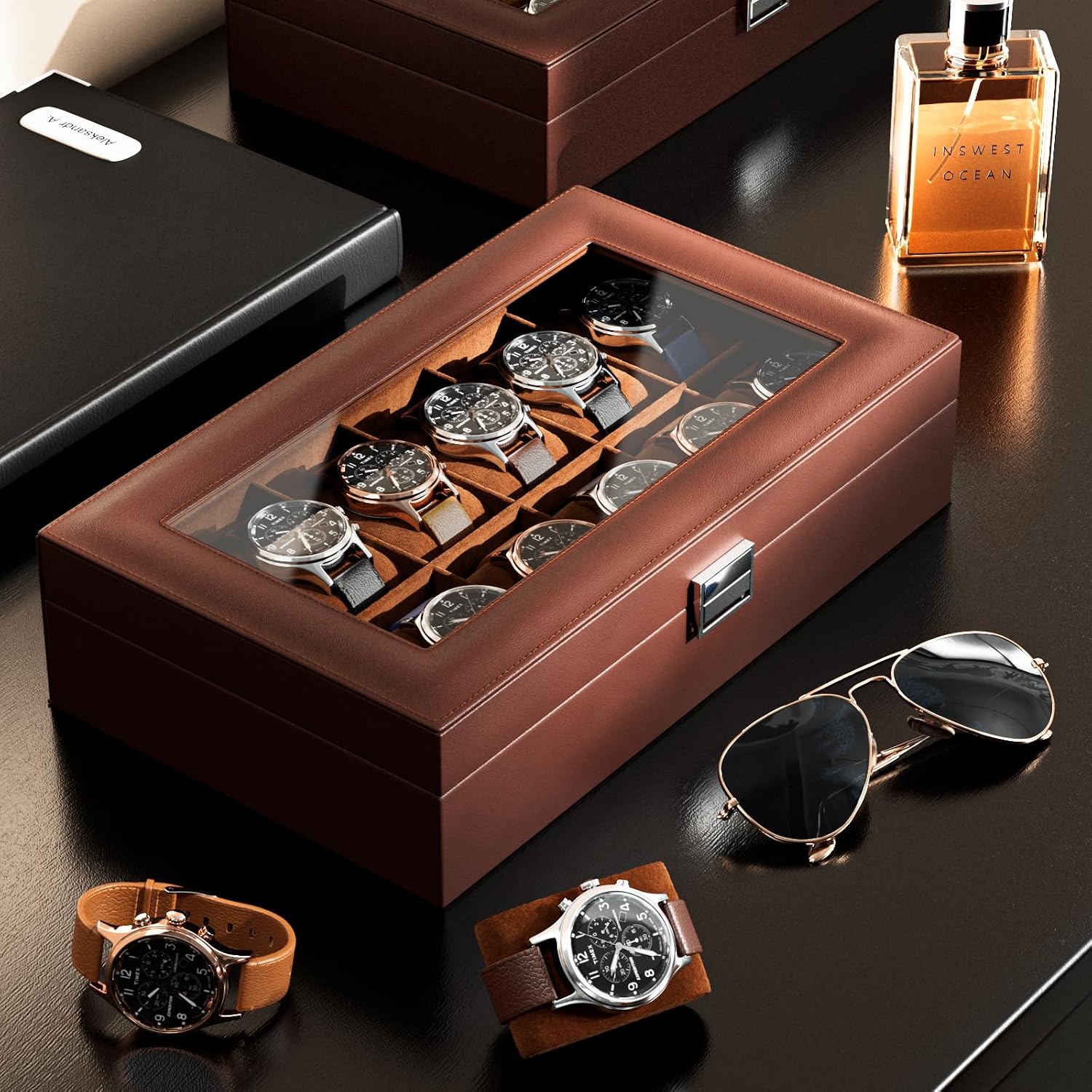 Horlogebox-organizer voor papa - Watch Display Box recensie en prijs